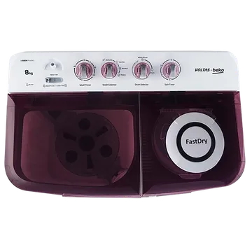 Voltas Beko 8 kg Semi-Automatic Top Loading Washing Machine (WTT80DBRT, Burgundy) 2020