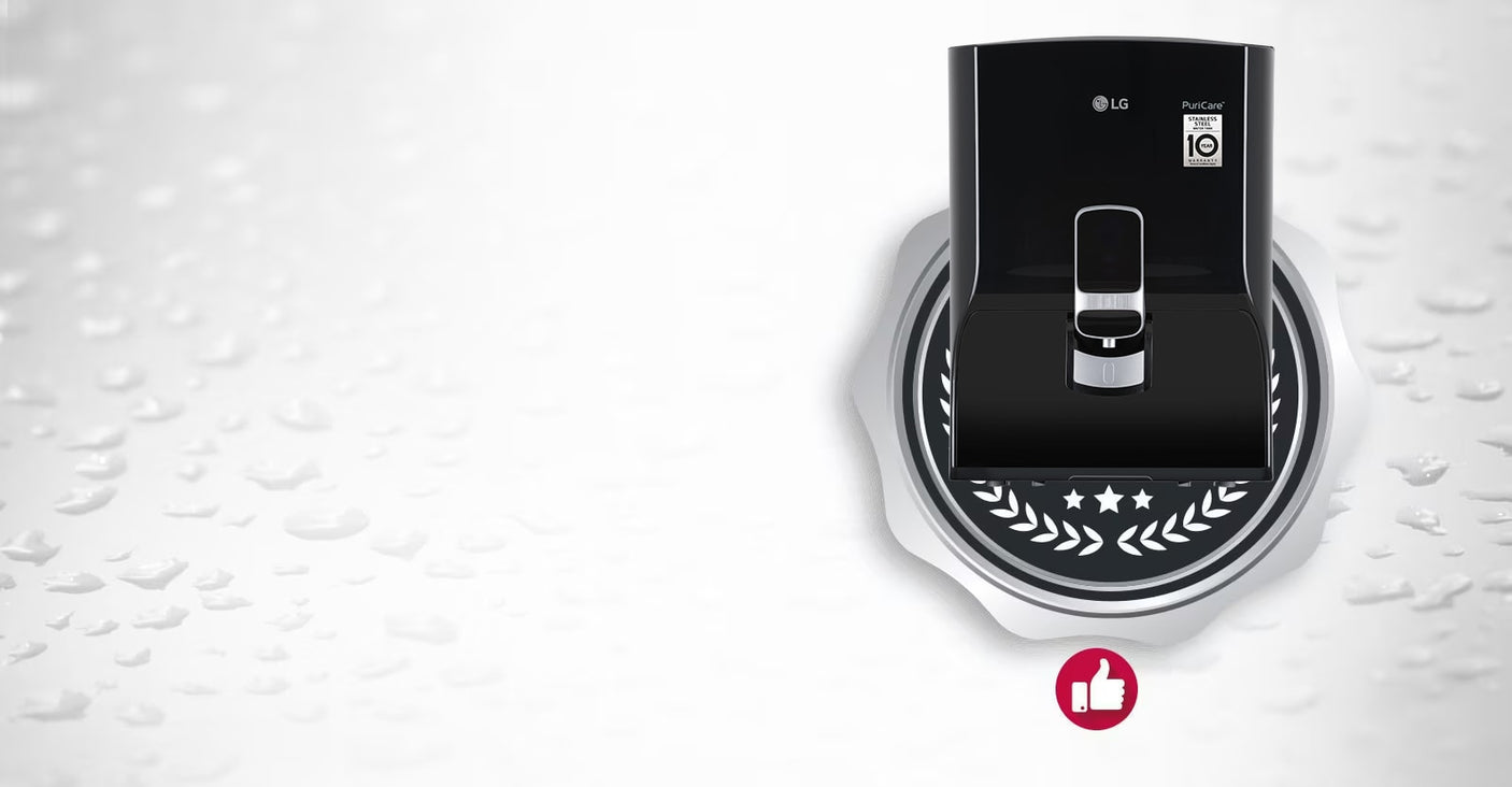 LG 8L RO Water Purifier, Stainless Steel Tank, Digital Sterilizing Care, Solid Black WW132NF