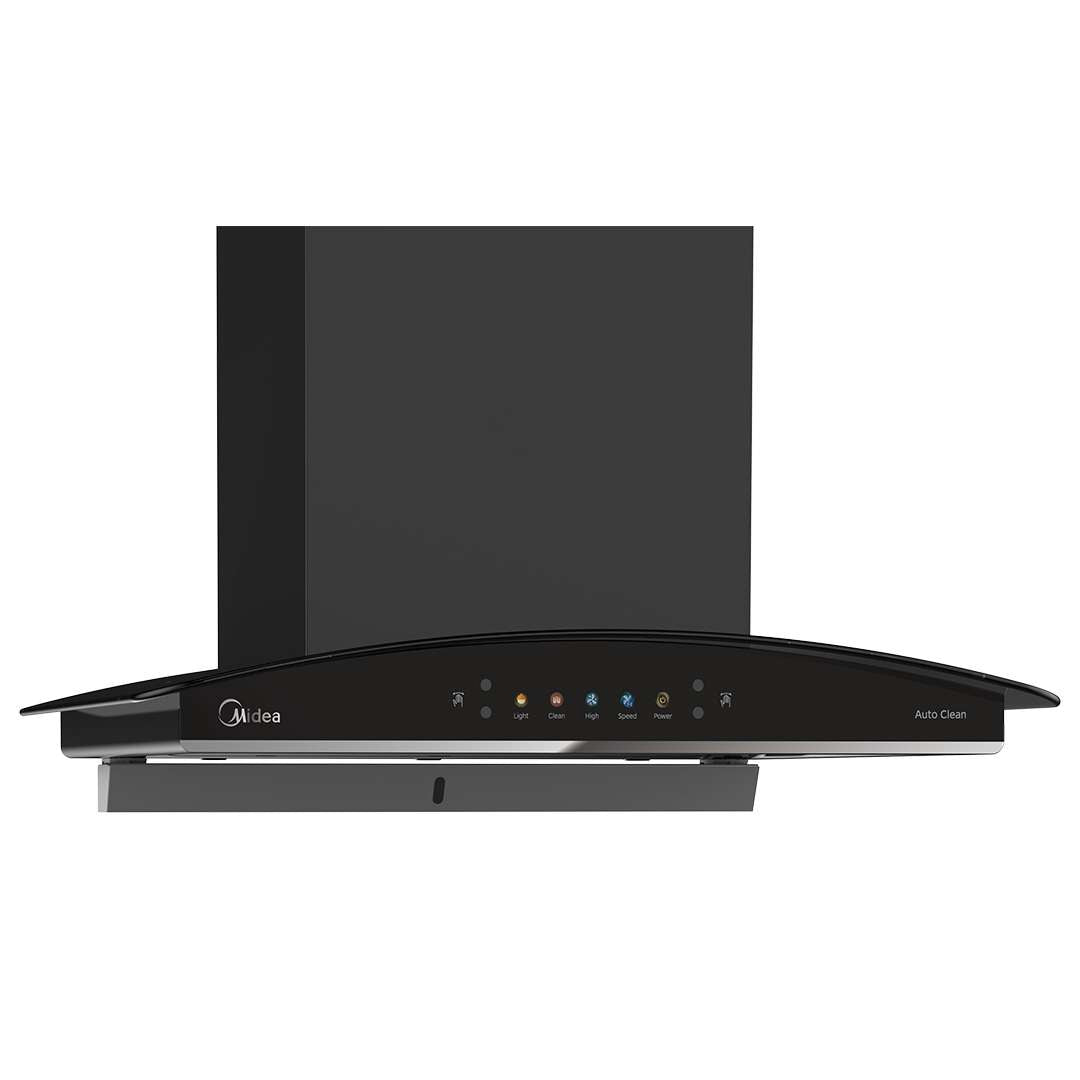 Midea Kitchen Chimney with 1350 m3/hr air suction, Curved Glass, 60 CM, Intelli Auto Clean MH60V11ET28BI