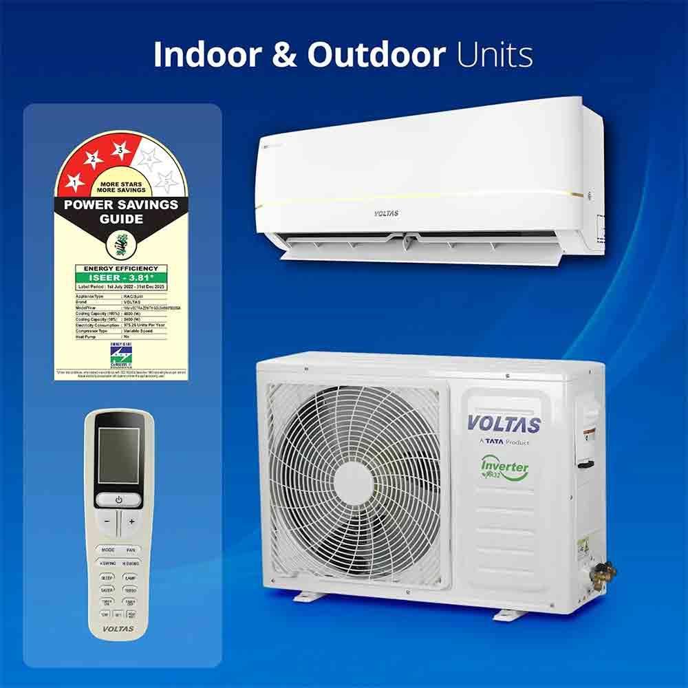 VOLTAS 183V Vectra Zenith Gold 1.5 Ton 3 Star Inverter Split AC with 4-Step Adjustable Mode (Copper Condenser, Anti Dust Filter