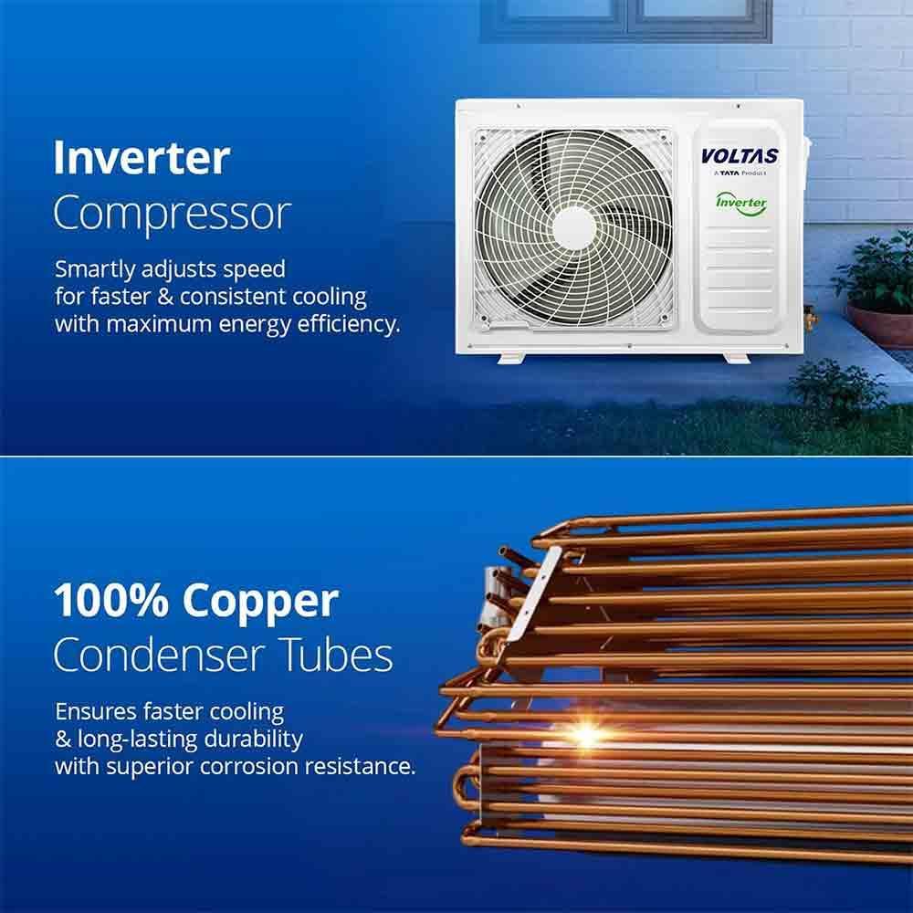 VOLTAS 183V Vectra Zenith Gold 1.5 Ton 3 Star Inverter Split AC with 4-Step Adjustable Mode (Copper Condenser, Anti Dust Filter