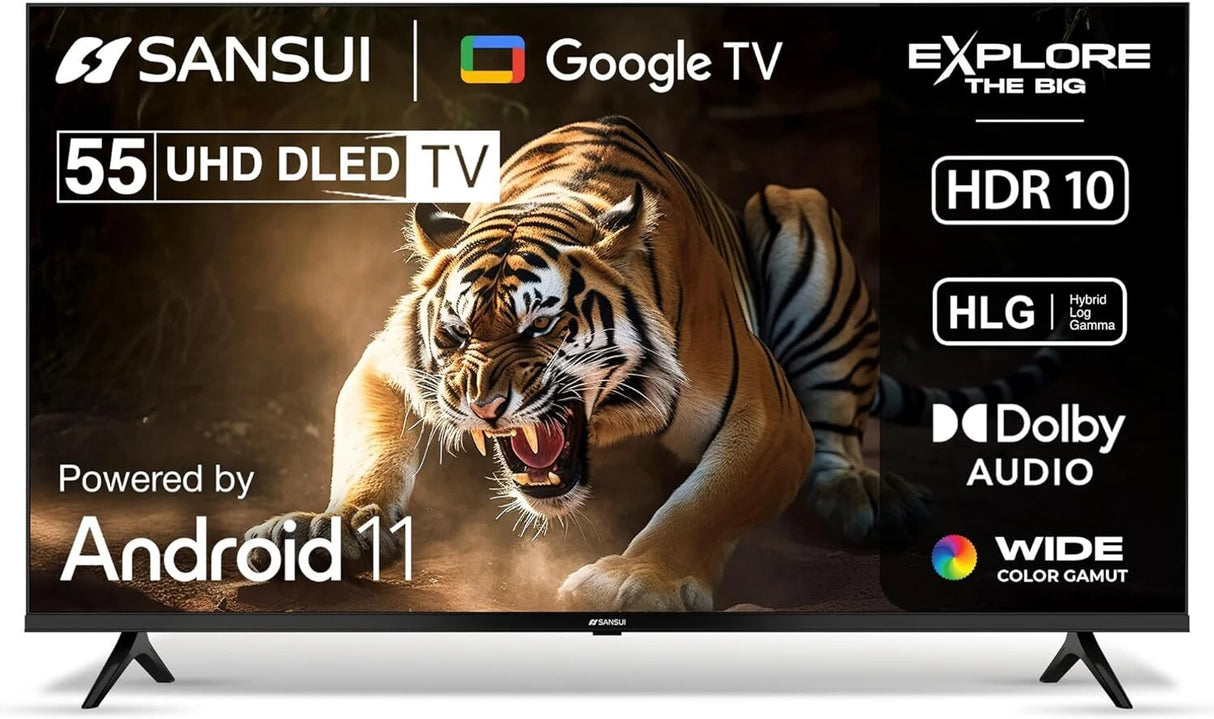 Sansui 55” (140 cm) 4K Ultra HD Smart Google TV (2025) | A+ IPS Panel | Dolby Audio | Filmmaker Mode | Model JSW55UG23