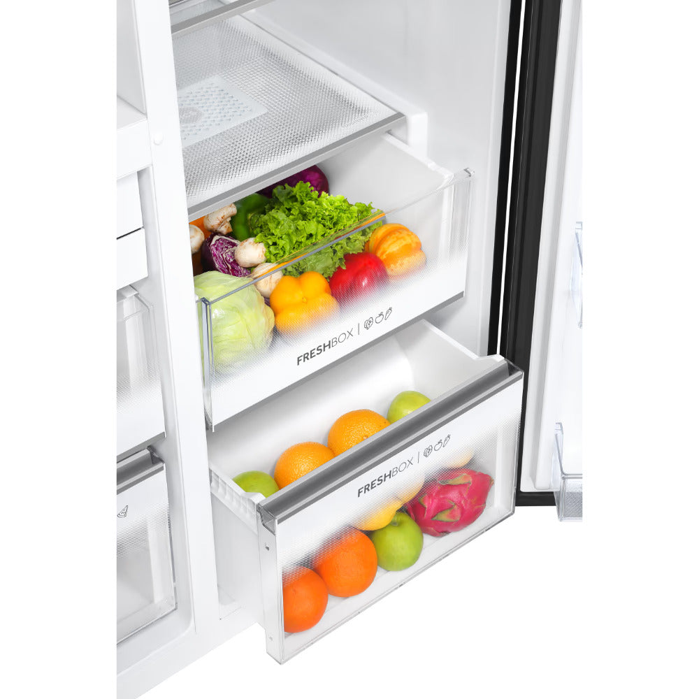 Haier 598 Litres 3 Star Frost Side-by-Side Smart Wifi Enabled Refrigerator with Digital Control Panel (HRT-683KGU1, Black Glass)