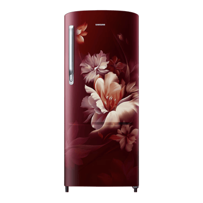 Samsung 183 L, 5 Star, Digital Inverter, Direct-Cool Single Door Refrigerator (RR20D2725RZ/NL, Midnight Blossom Red)