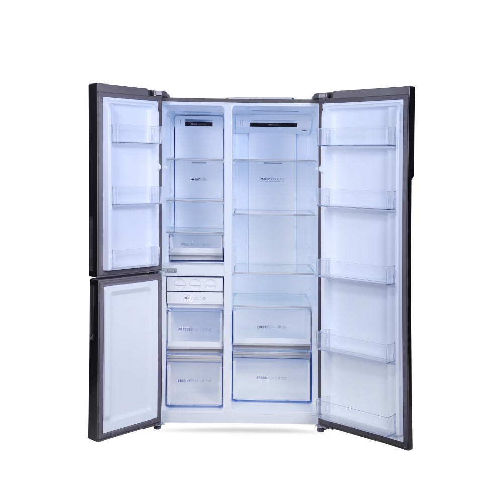 Haier 598 Litres 3 Star Frost Side-by-Side Smart Wifi Enabled Refrigerator with Digital Control Panel (HRT-683KGU1, Black Glass)