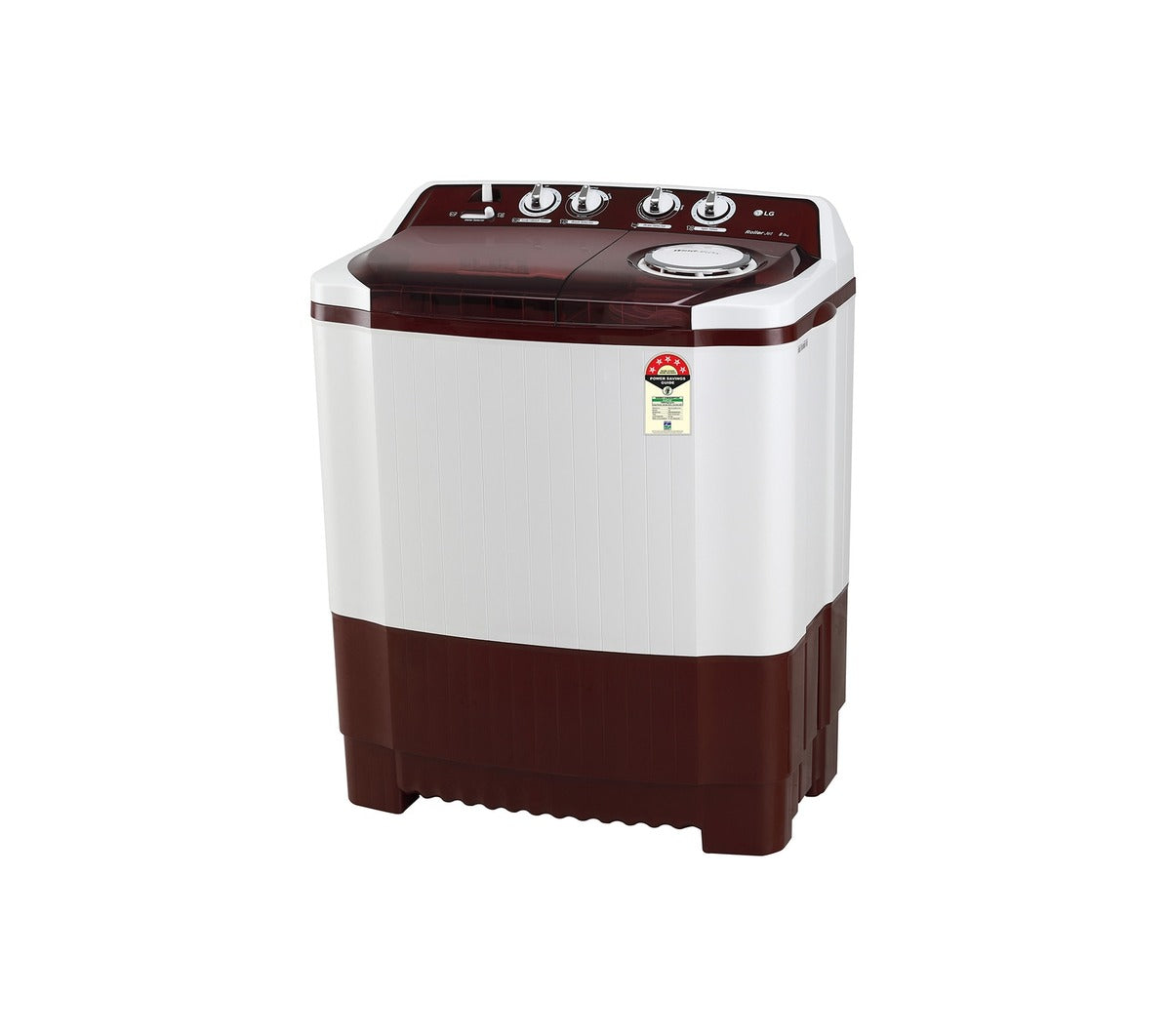 LG 8Kg Semi Automatic Top Load Washing Machine, Roller Jet Pulsator + Soak, Burgundy (P8035SRAZA)