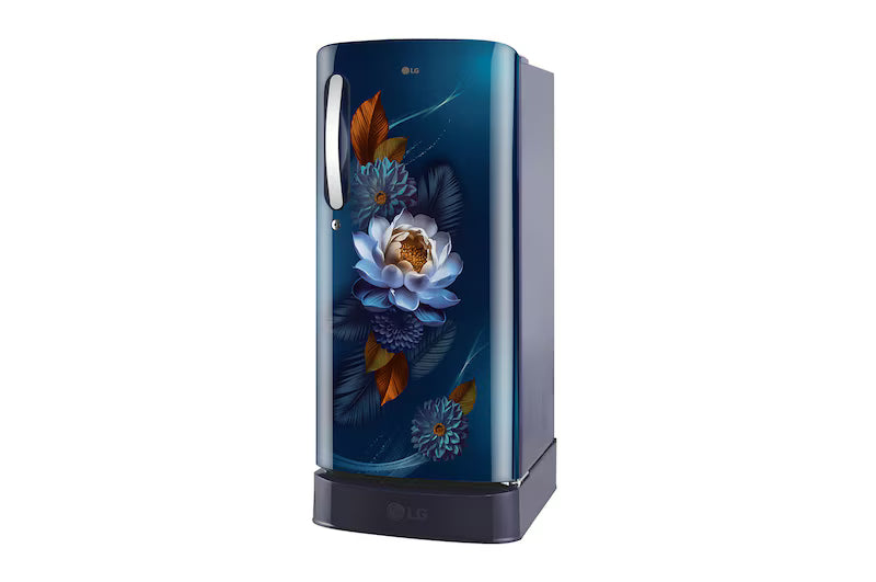 LG 185 L Single Door Refrigerator with Base Stand Drawer, Smart Inverter Compressor, Direct Cool, Blue Water Lily, 3 Star