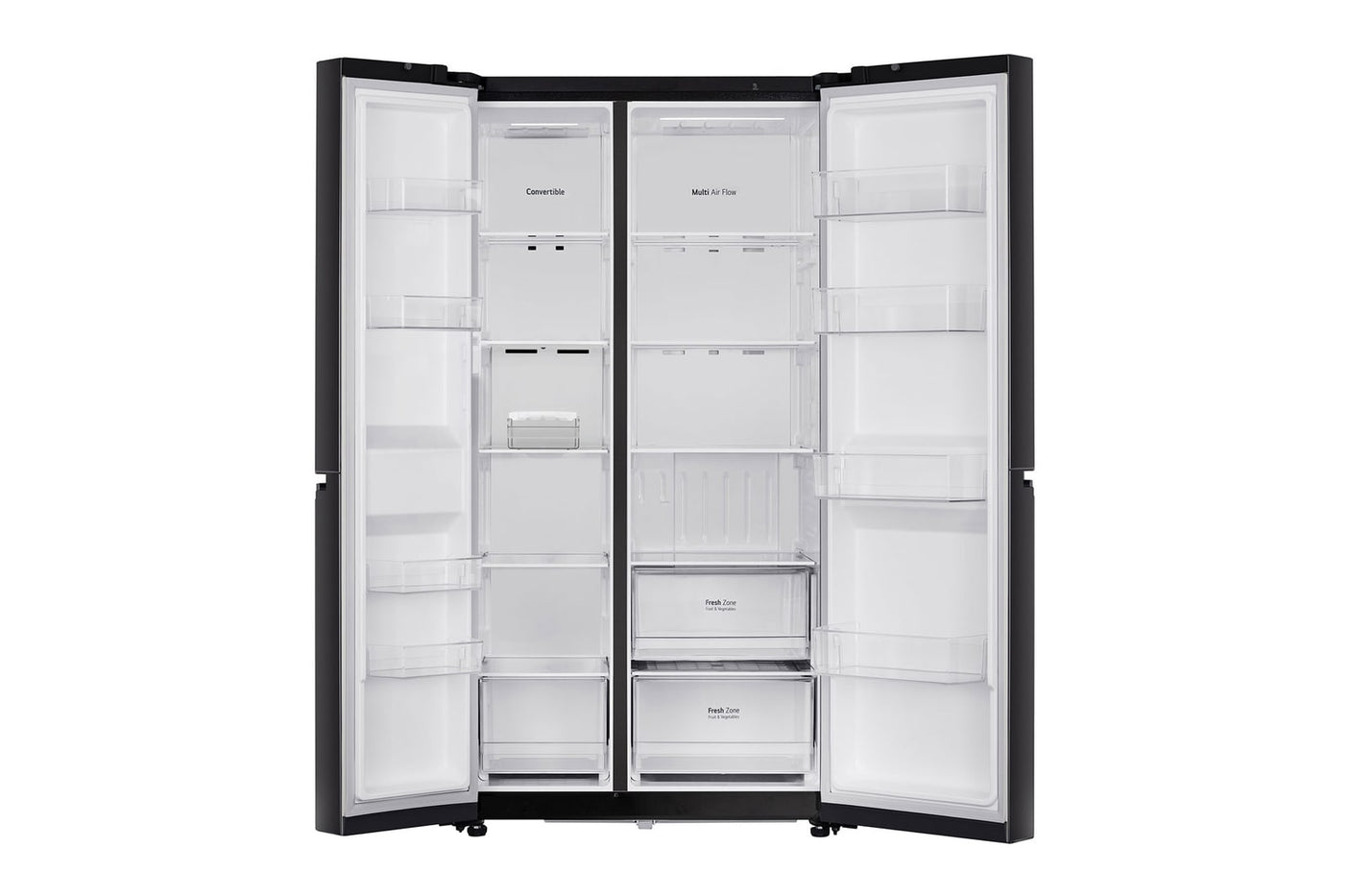 LG 650L Side-by-Side Refrigerator, Convertible, Multi-Air Flow Western Black, 3 Star GL-B257JWB3