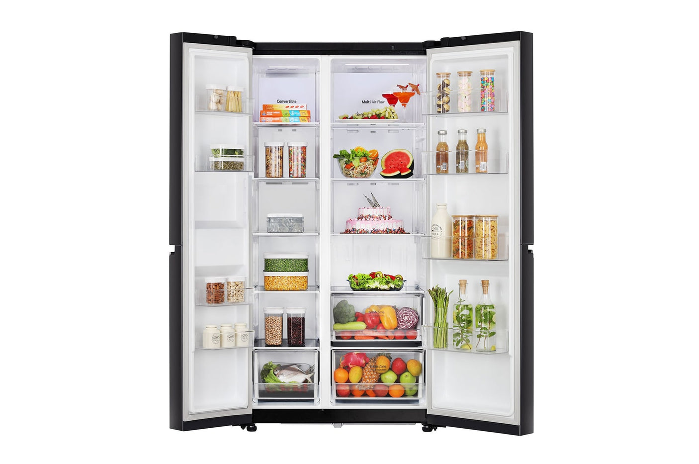 LG 650L Side-by-Side Refrigerator, Convertible, Multi-Air Flow Western Black, 3 Star GL-B257JWB3
