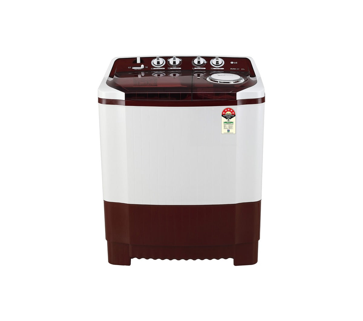 LG 8Kg Semi Automatic Top Load Washing Machine, Roller Jet Pulsator + Soak, Burgundy (P8035SRAZA)