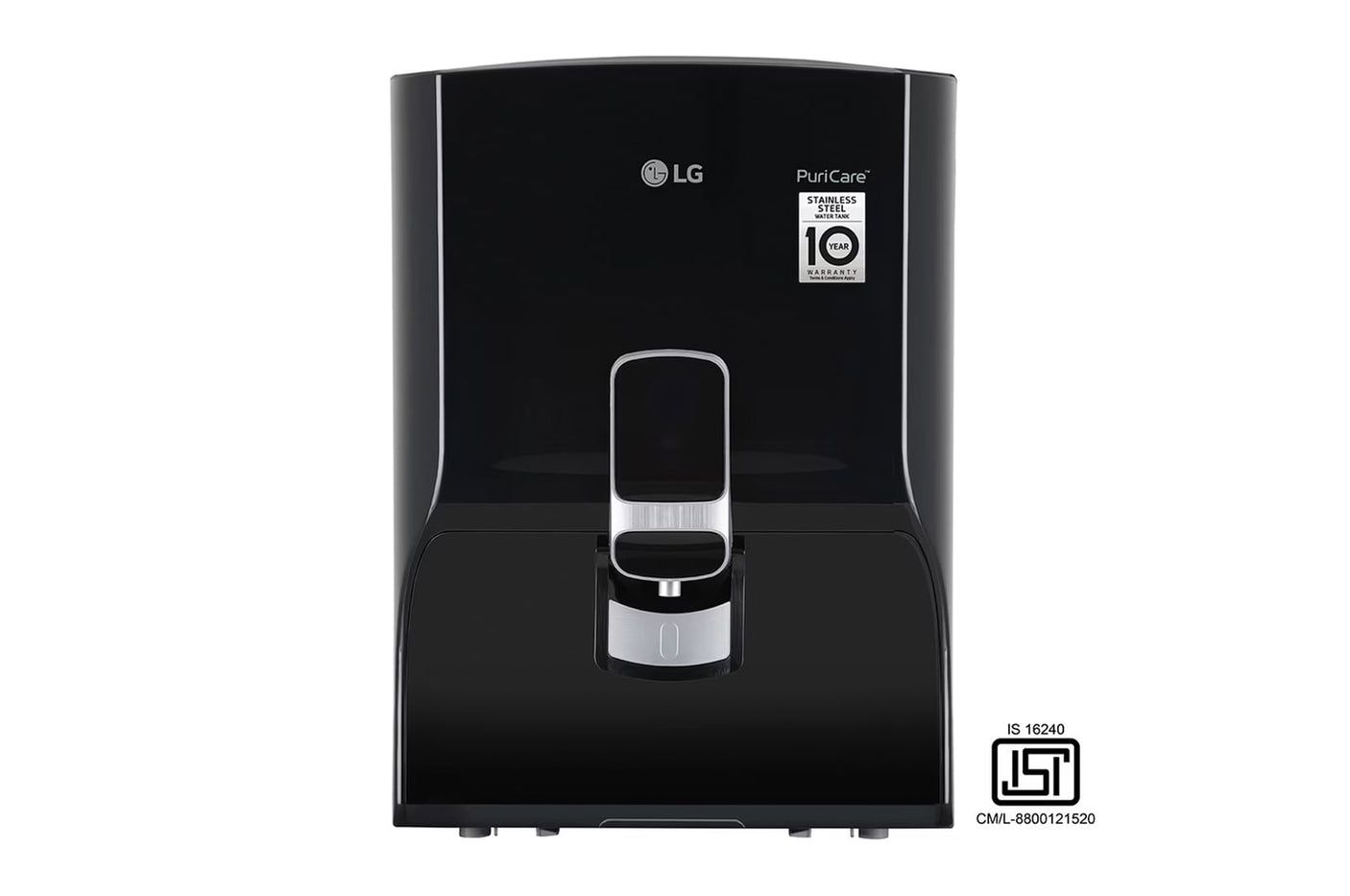 LG 8L RO Water Purifier, Stainless Steel Tank, Digital Sterilizing Care, Solid Black WW132NF
