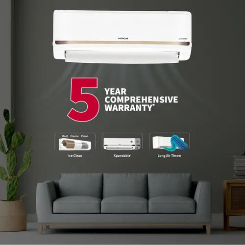 Hitachi 1 Ton 3 Star Inverter Split AC | 100% Copper | ice Clean Technology | 4 Way Swing | Xpandable+ (iZen 3400SXL, RAS.G312PCBISS | White) 2025 Model