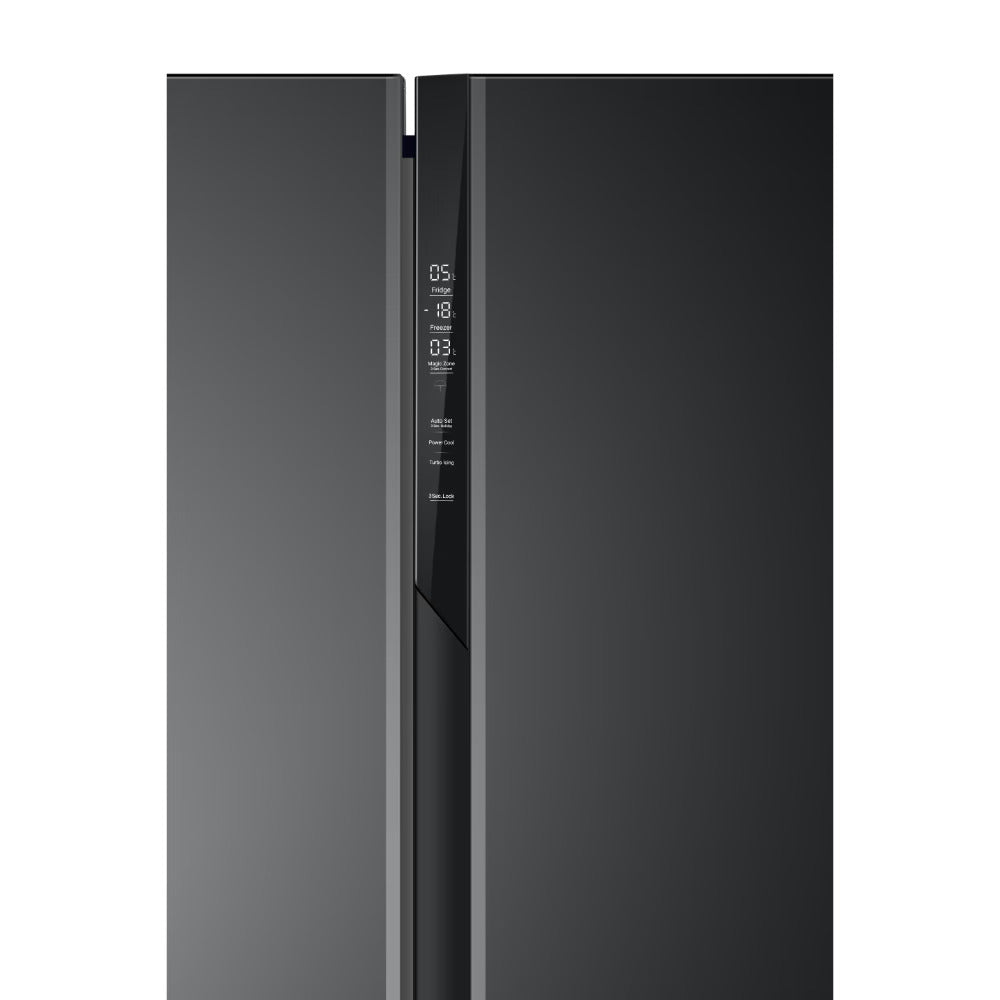 Haier 598 Litres 3 Star Frost Side-by-Side Smart Wifi Enabled Refrigerator with Digital Control Panel (HRT-683KGU1, Black Glass)