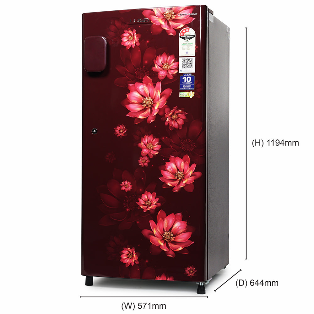 LLYOD Direct Cool Refrigerator 178 L Floret Wine (GLDC192SFWT4JC)