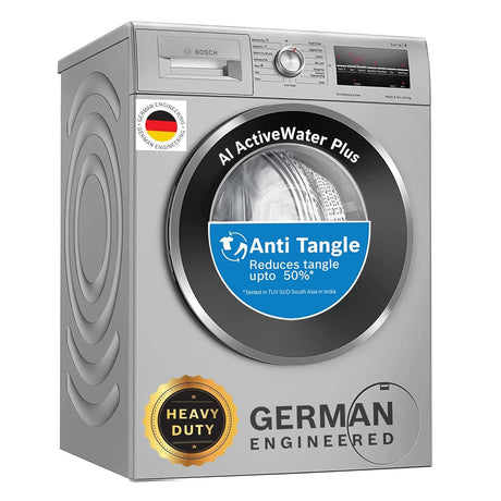 Bosch 9/6 KG Inverter Washer Dryer: Silver efficiency at 1400 RPM.