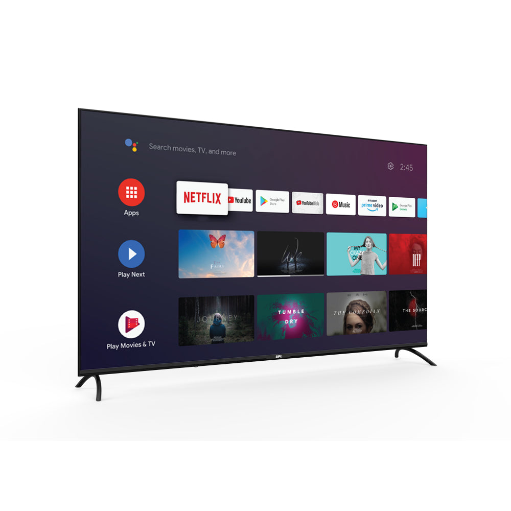 Elevate your home cinema experience with BPL 65-inch 4K LED Android Smart TV.