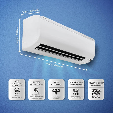 Pure Air Comfort: Daikin 1.5T 5 Star Inverter Split AC - Copper, PM 1.0 Filter, White.