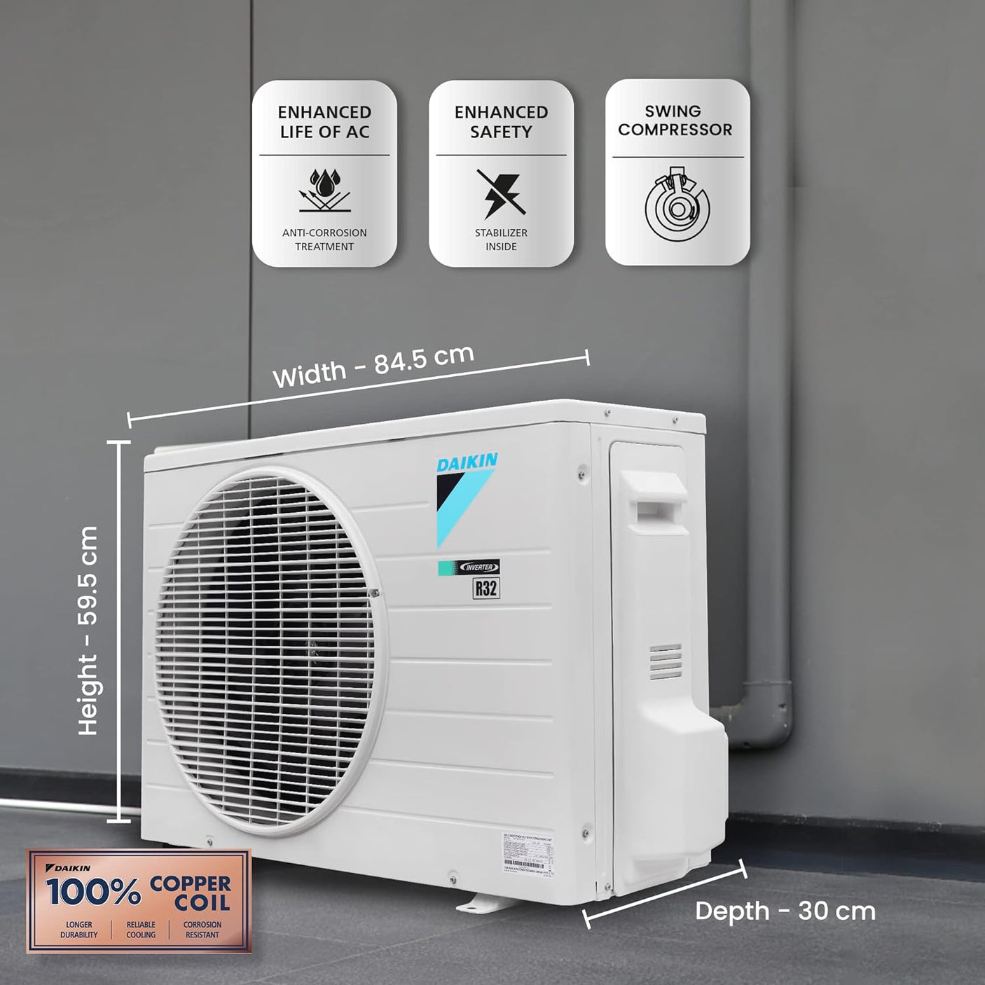 Daikin 1.5T 5 Star Inverter Split AC: Copper, PM 1.0 Filter, White - Ultimate Air Quality.