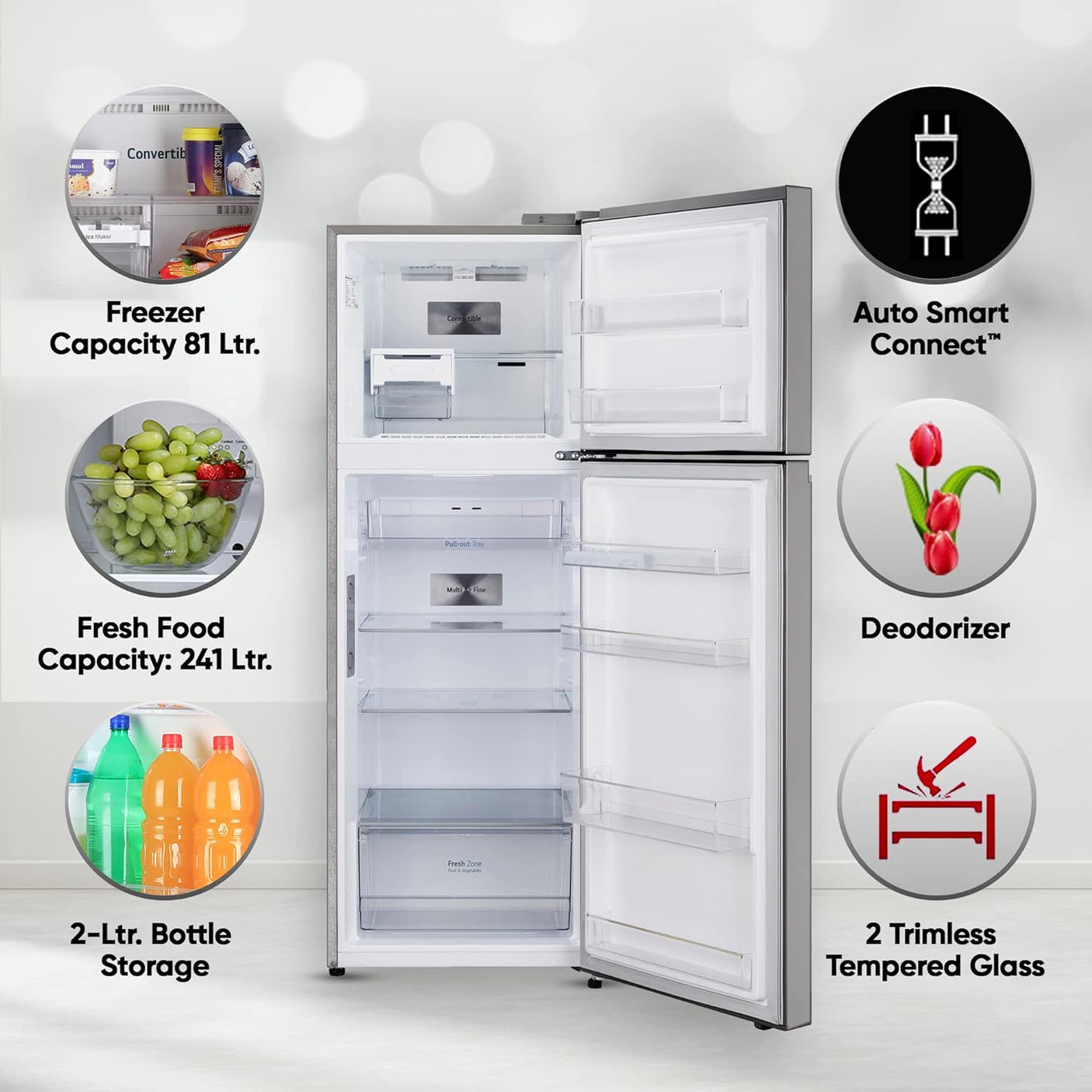 LG 322 L 2 Star Frost-Free Smart Inverter Wi-Fi Double Door Refrigerator Appliance ( Shiny Steel, Convertible & Door Cooling+ GL-T342TPZY,
