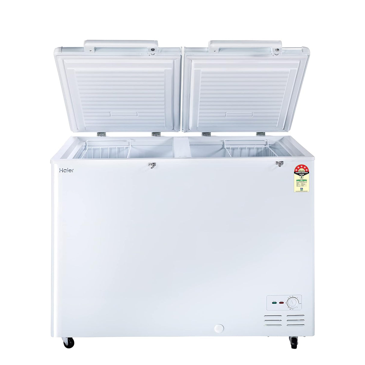 Haier 310 Ltr-5 STAR Rating, Double Door Convertible Deep Freezer with 5 Side Cooling (White, HFC-320DM5)