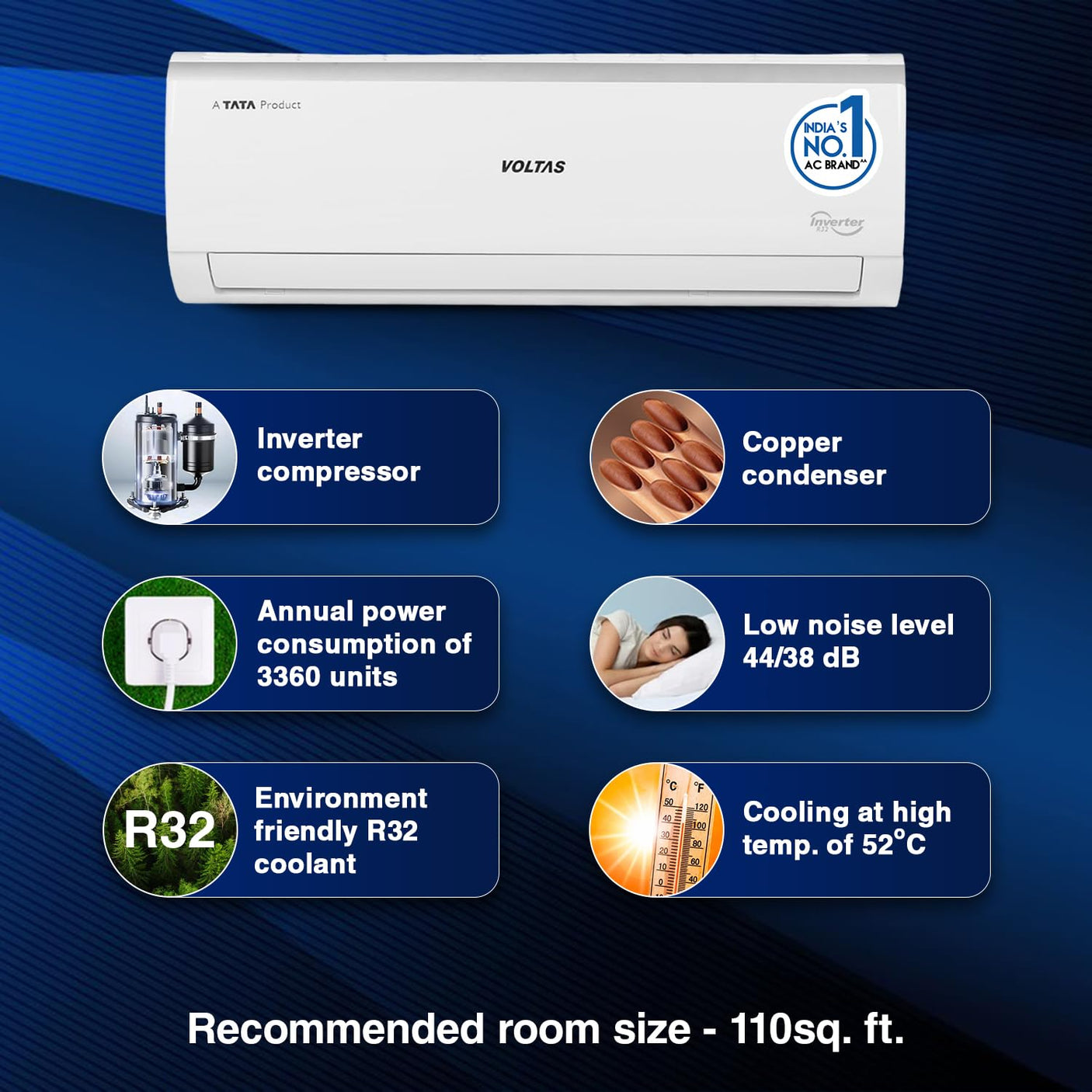 Voltas 1.0 Ton 3 Star Split Air Conditioner 123V Vectra Elite