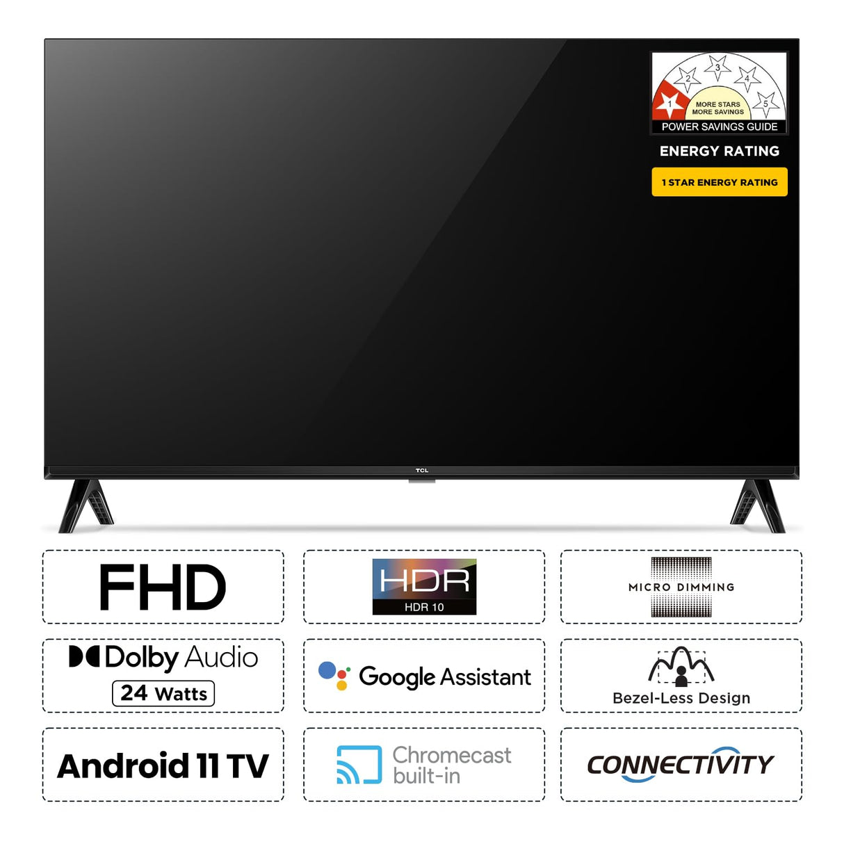TCL 80.04 cm (32 inches) Bezel-Less S Series FHD Smart Android LED TV ...