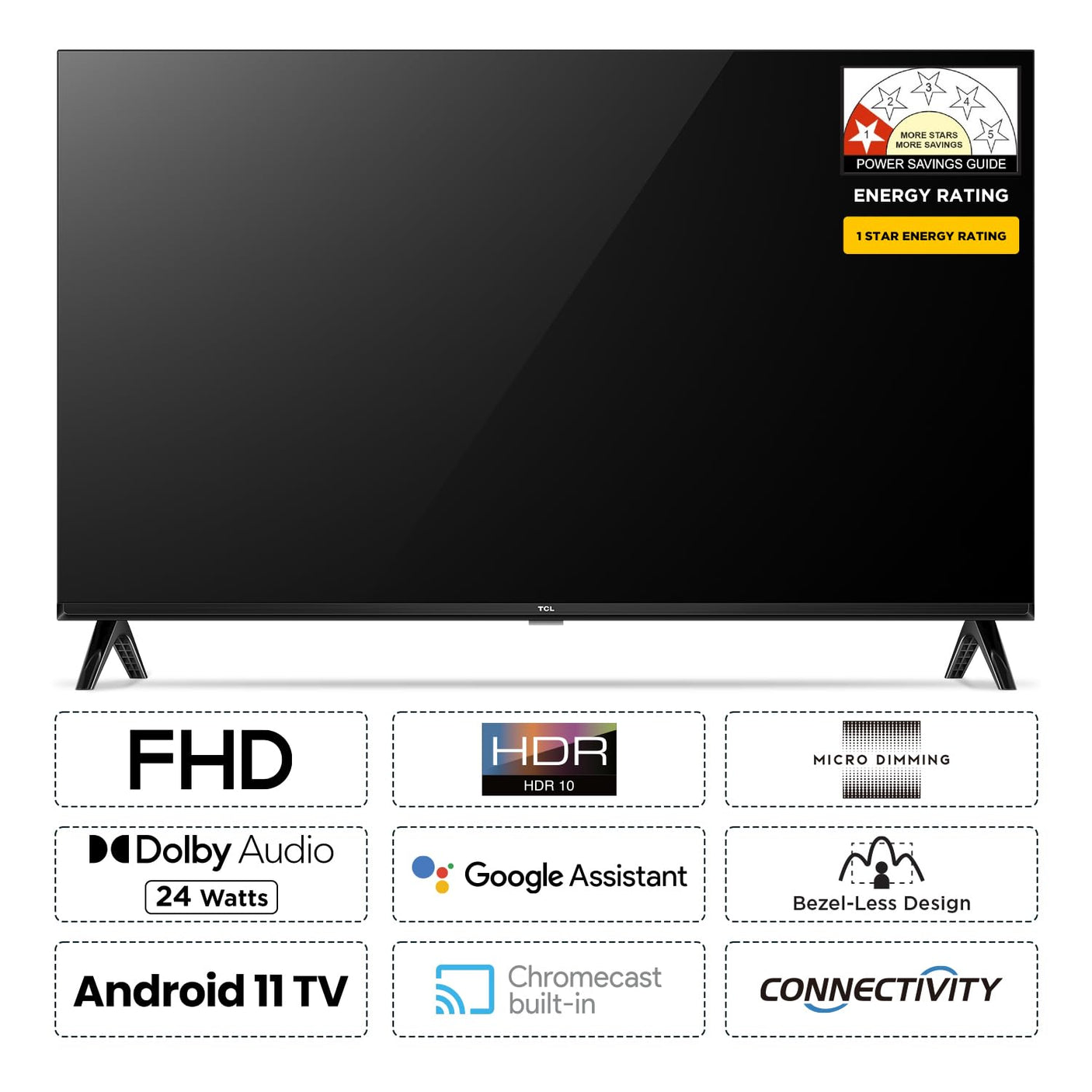 TCL 80.04 cm (32 inches) Bezel-Less S Series FHD Smart Android LED TV 32S5403AF (Black)