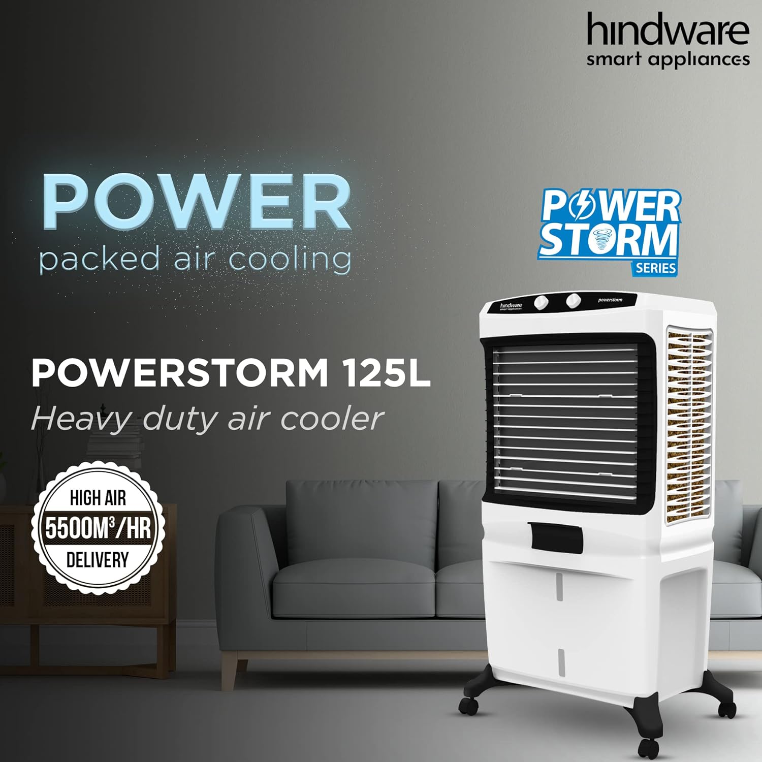 Hindware Smart Appliances Powerstorm 125L Desert Air Cooler High