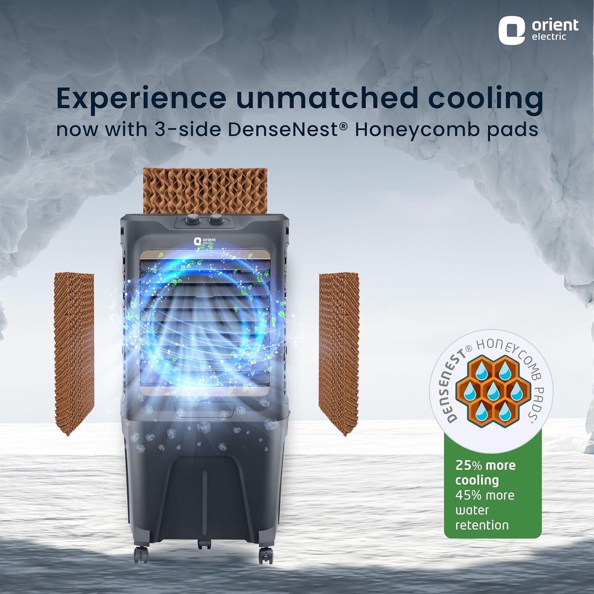 Orient Electric Tornado 88 L Desert Air Cooler for home | Densenest Honeycomb Pads for More Cooling| Inverter Compatible | High Air Delivery with Aerofan technology|Air Cooler for Room | Dark Grey