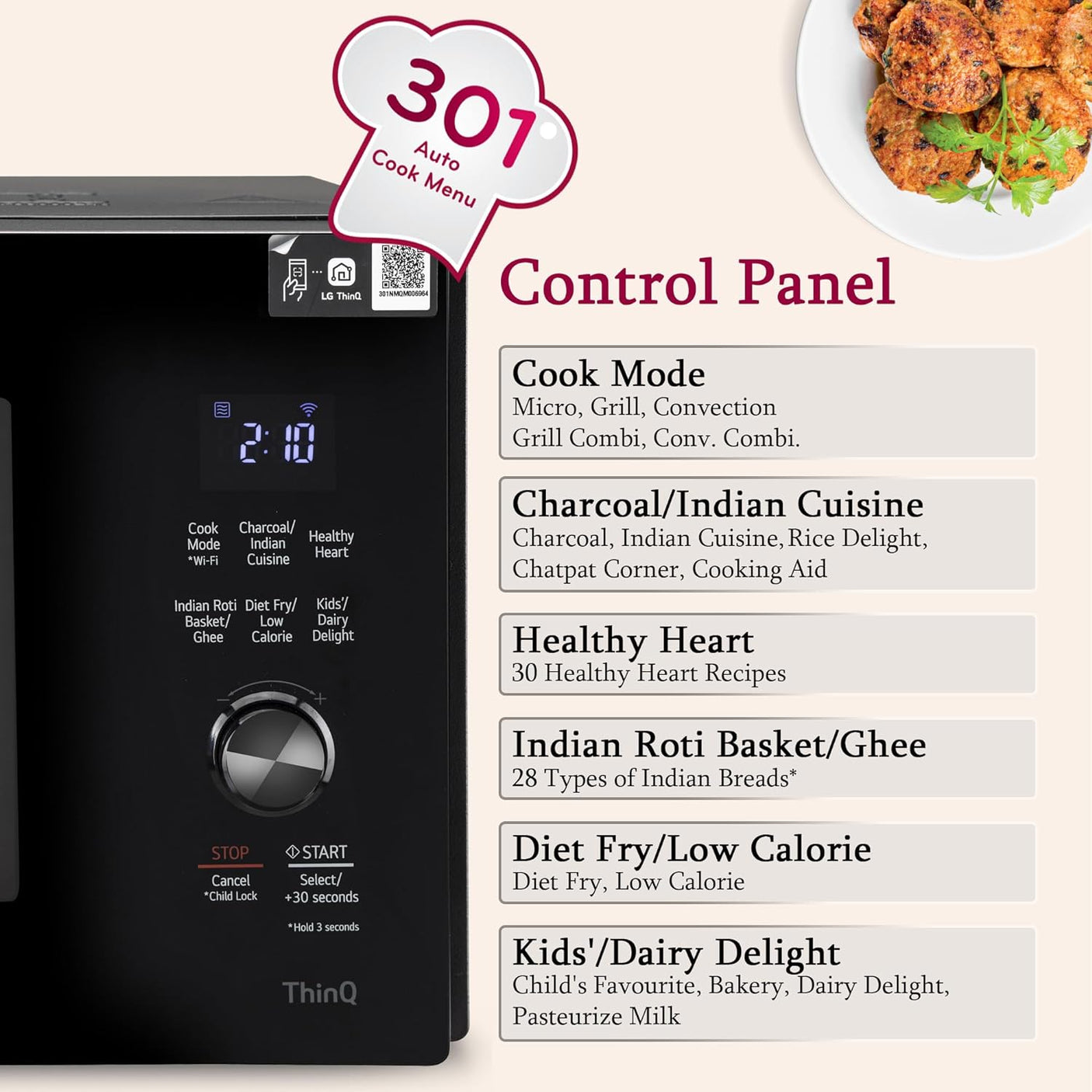 LG 28 L Wi-Fi Enabled Charcoal Convection Healthy Microwave Oven (MJEN286UFW, Black, Diet Fry) - 2023 Model