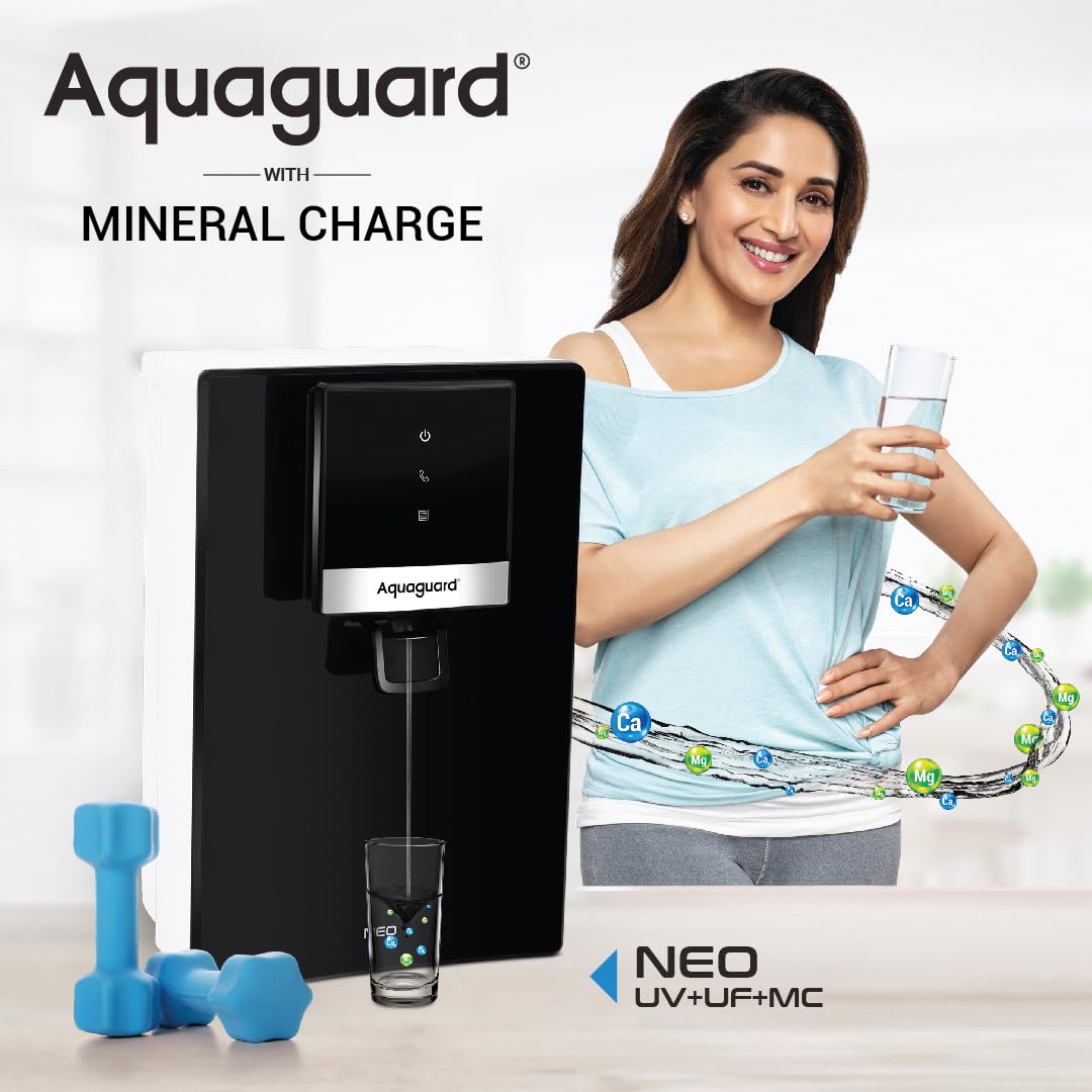 Aquaguard Neo UV+UF+MC Water Purifier | Mineral Charge Technology | 6.2L Storage | Suitable for Municipal Water, Not Suitable for Borewell/ Tanker Water
