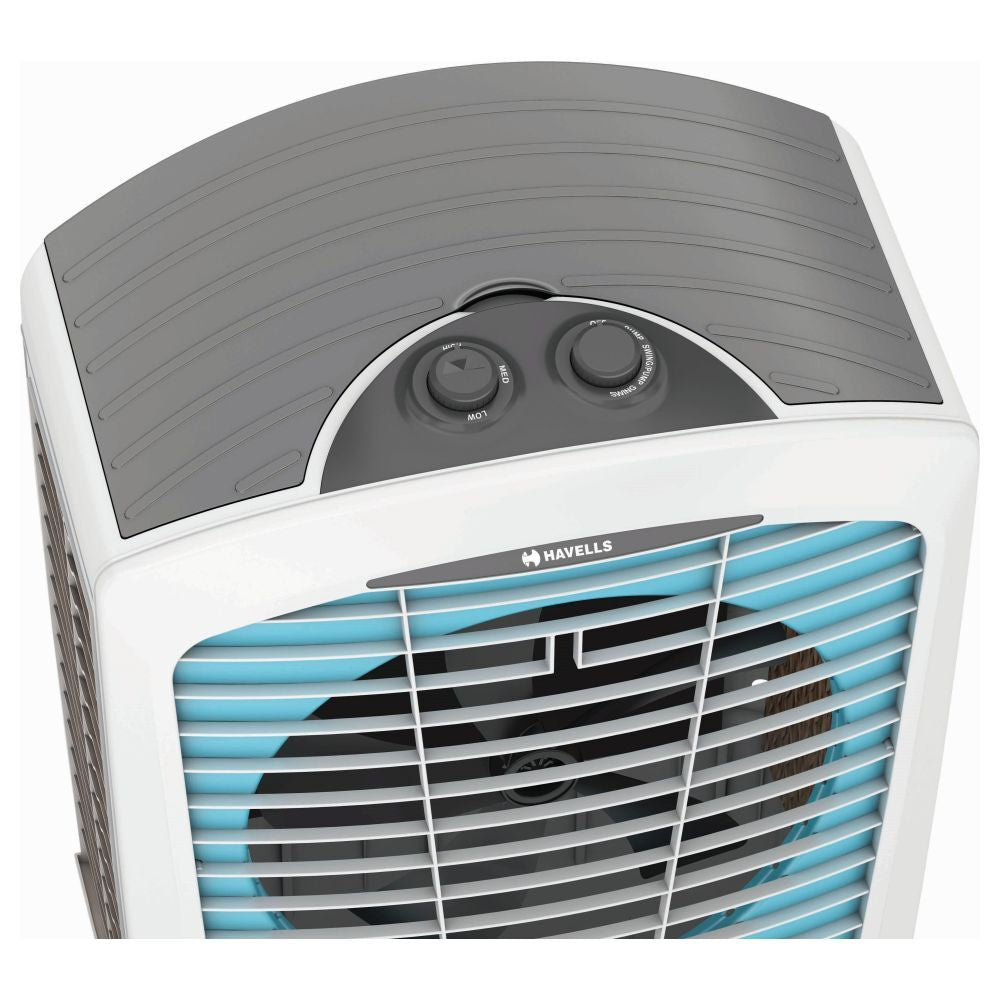 Havells Kace 95 Desert Air Cooler with 95 Litres Capacity, White and Blue