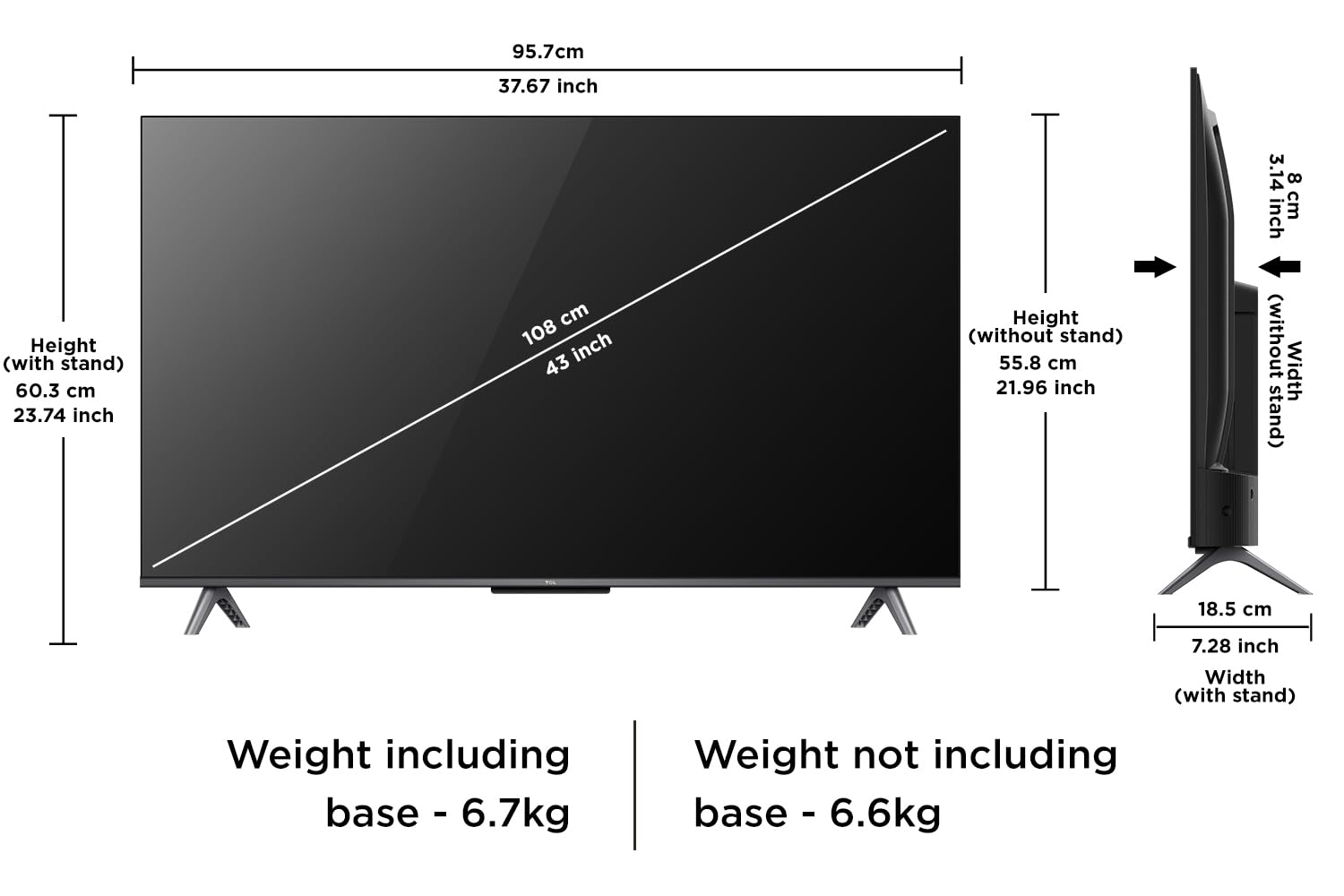 TCL 108 cm (43 inches) 4K Ultra HD Smart QLED Google TV 43C645