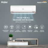 Haier 1.6 Ton 4 Star Inverter Split AC (Copper, Convertible 7 in 1 Cooling Modes, Antibacterial Filter,(HS19K-PYFR4BN), White)