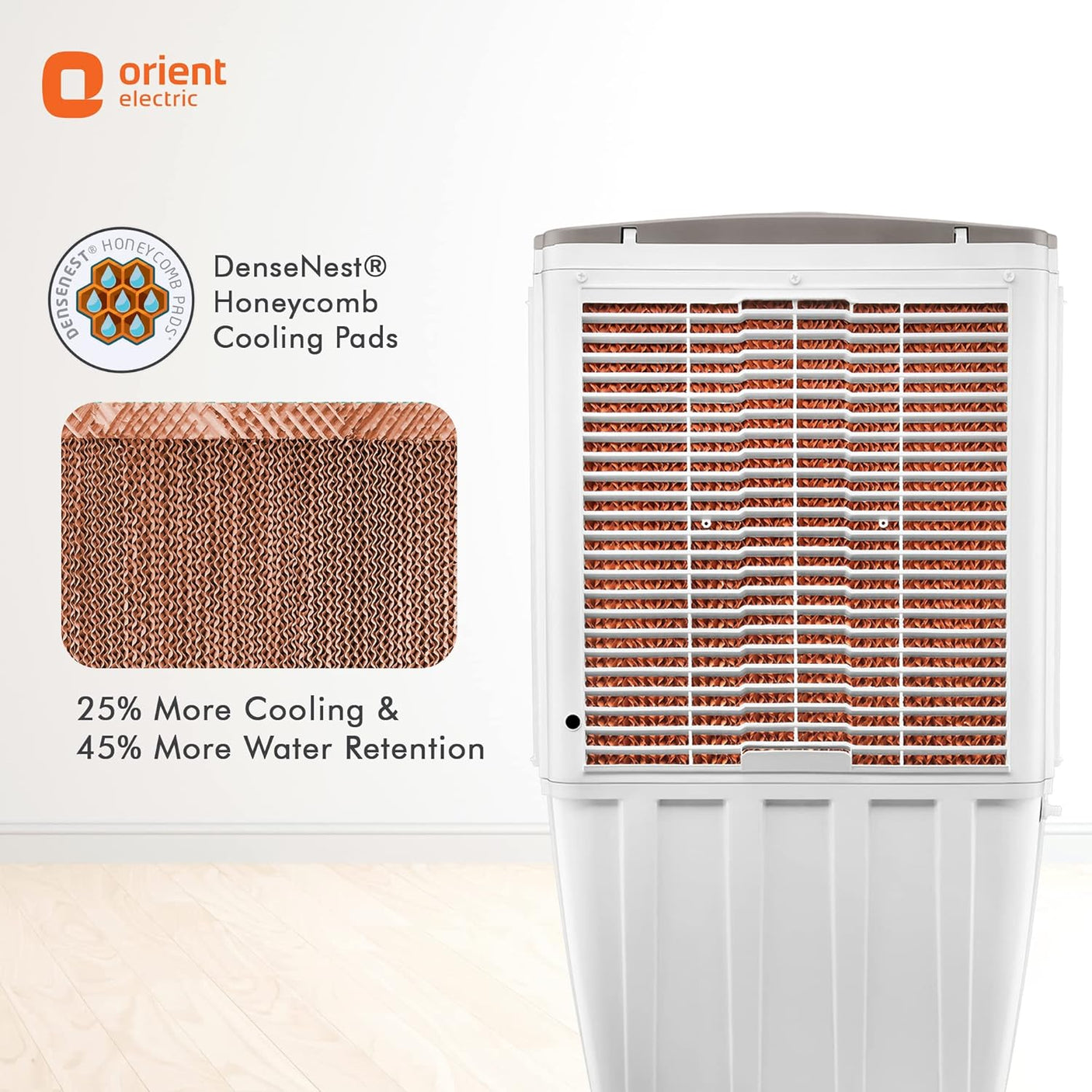 Orient Electric Titan 100L Desert Air Cooler with Honeycomb Pads with 18 inch Aluminium fan blade (White)