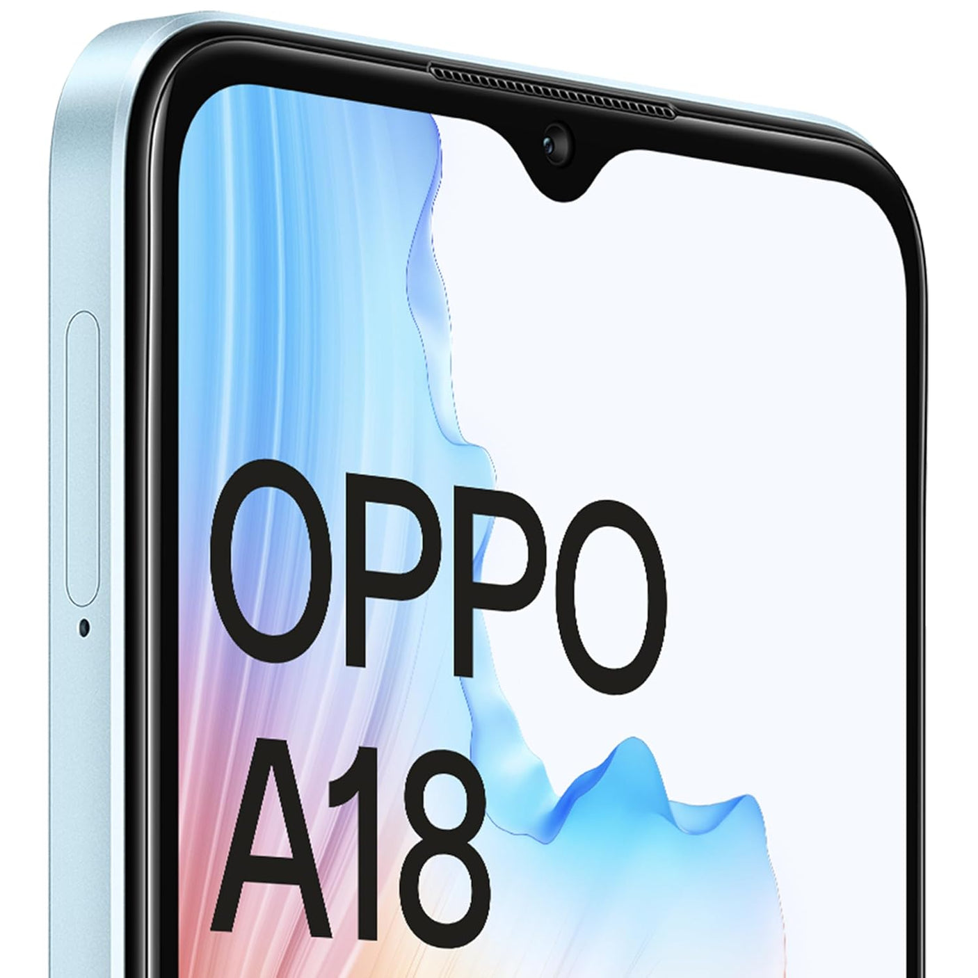 Short: OPPO A18 - Glowing Blue, 4GB RAM, 128GB storage, sleek and powerful.