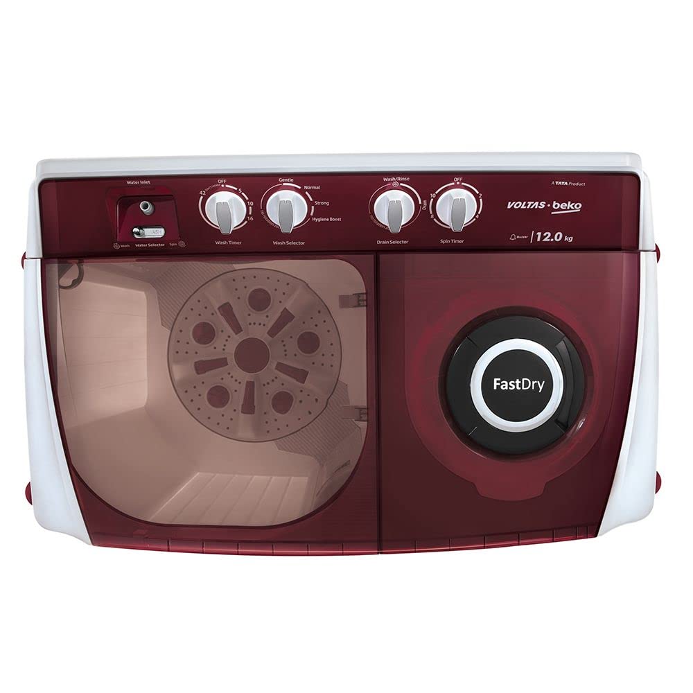 Voltas Beko 12 kg Semi Automatic Washing Machine (Burgundy) WTT120ABRT