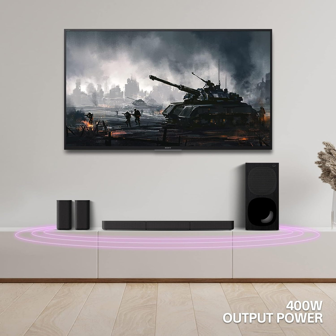 Sony HT-S20R Real 5.1ch Dolby Digital Soundbar for TV with subwoofer and Compact Rear Speakers, 5.1ch Home Theatre System (400W,Bluetooth & USB Connectivity, HDMI & Optical connectivity)