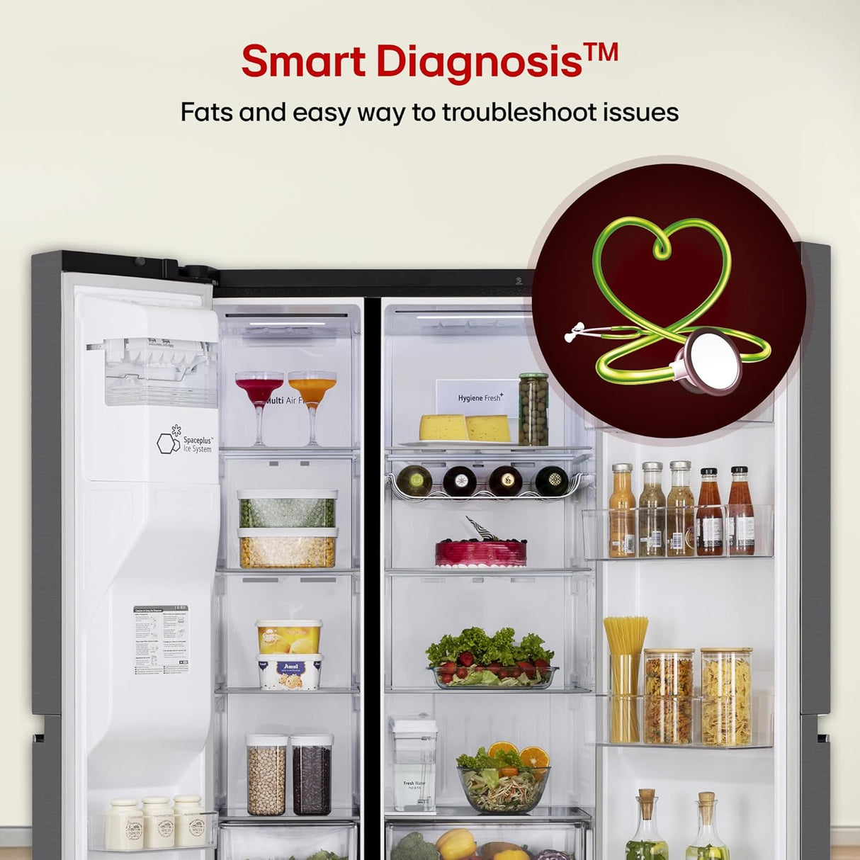 LG 630 L 3 Star Frost Free Side-by-Side Refrigerator with Door Cooling+, Hygiene Fresh+, Smart Inverter & Wi-Fi (GL-L257CMC3, Matt Black, Ice & Water Dispenser)