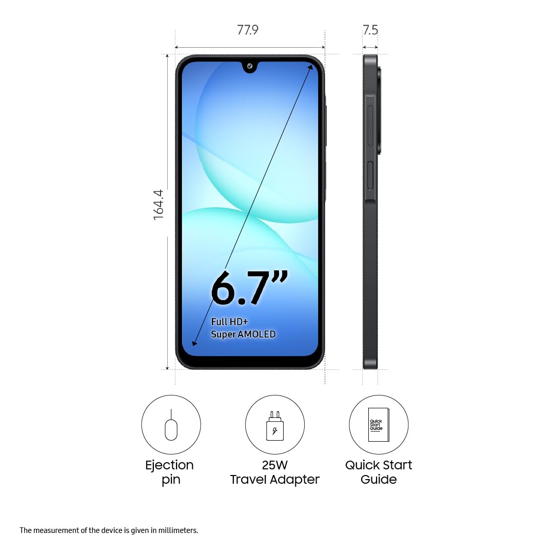 Samsung Galaxy A17 5G (Black, 6GB RAM, 128GB Storage) | 50MP No-Shake Camera | Super AMOLED Display | Corning Gorilla Glass Victus | 7.5mm Slim Design | Gemini Live AI | Circle to Search