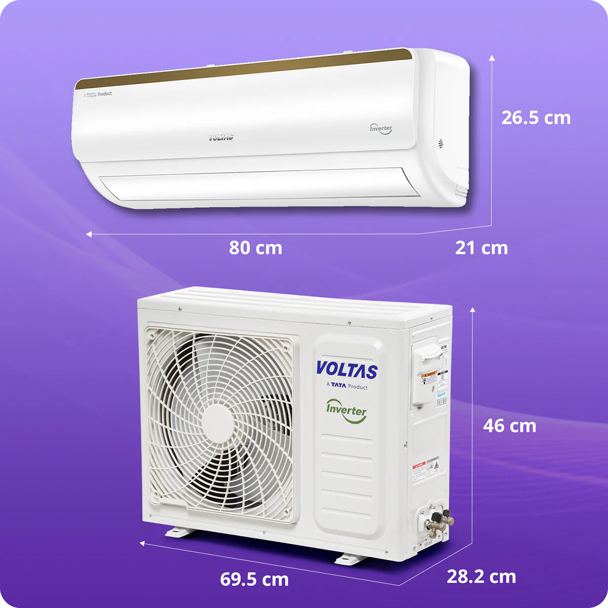 Voltas Vertis Elite Gold 1 Ton 3 Star Inverter Split Air Conditioner (Model: 123INV) | 6-Step Adjustable Mode | Turbo Cooling | Ice Wash Technology | High Ambient Cooling | Copper Condenser | 2026 Model