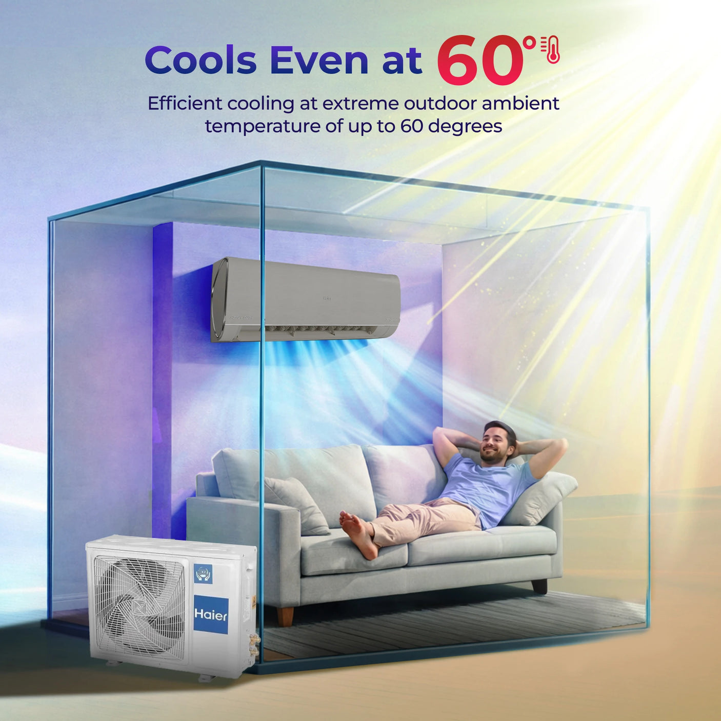 Haier 1.6 Ton 5 Star Inverter Split AC Gravity Series HSU19G-MZAIM5BN-INV | AI Climate Control | Smart AC | Morning Mist