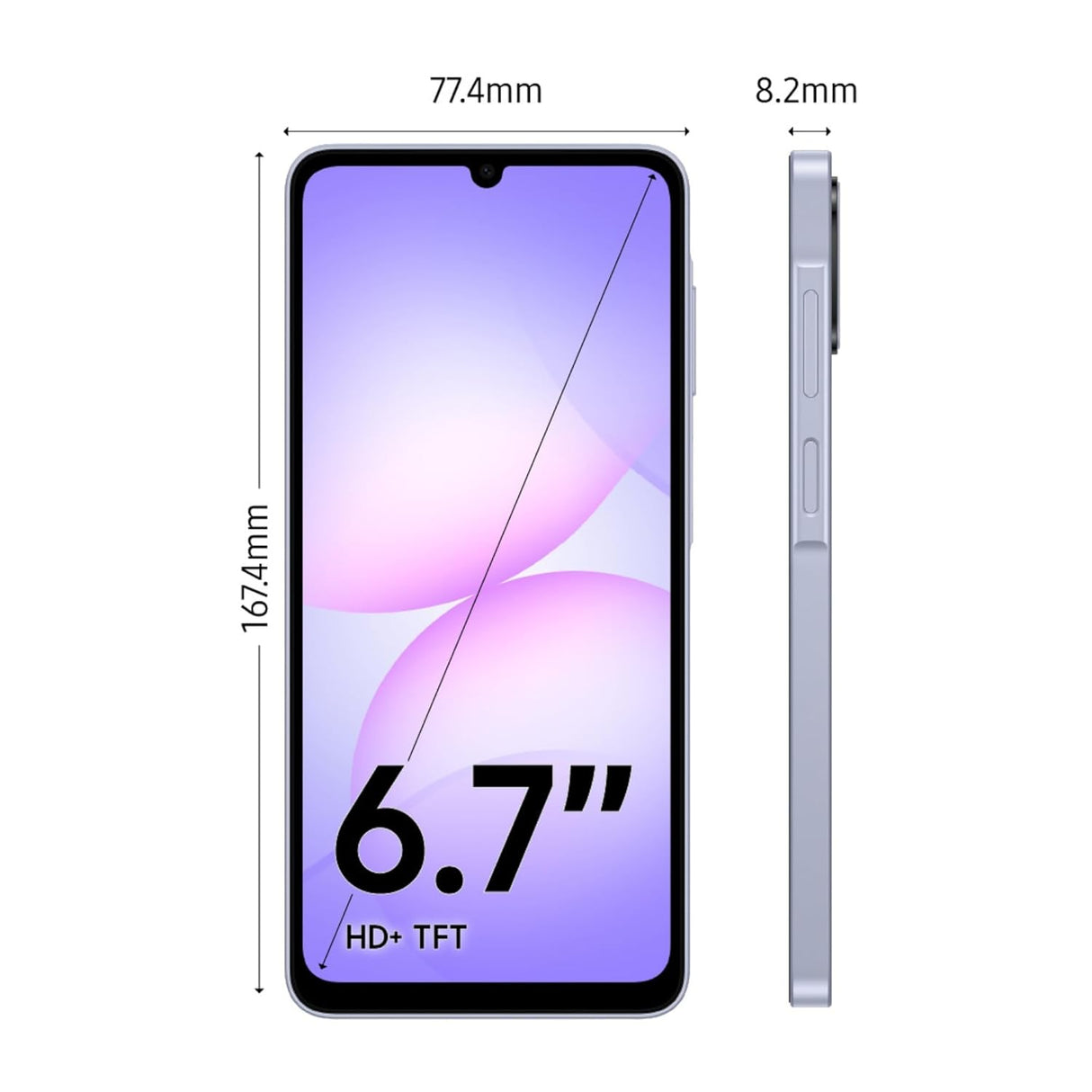 Samsung Galaxy A07 5G SM-A076B Light Violet 4GB RAM 128GB Storage Dual SIM 5G Smartphone