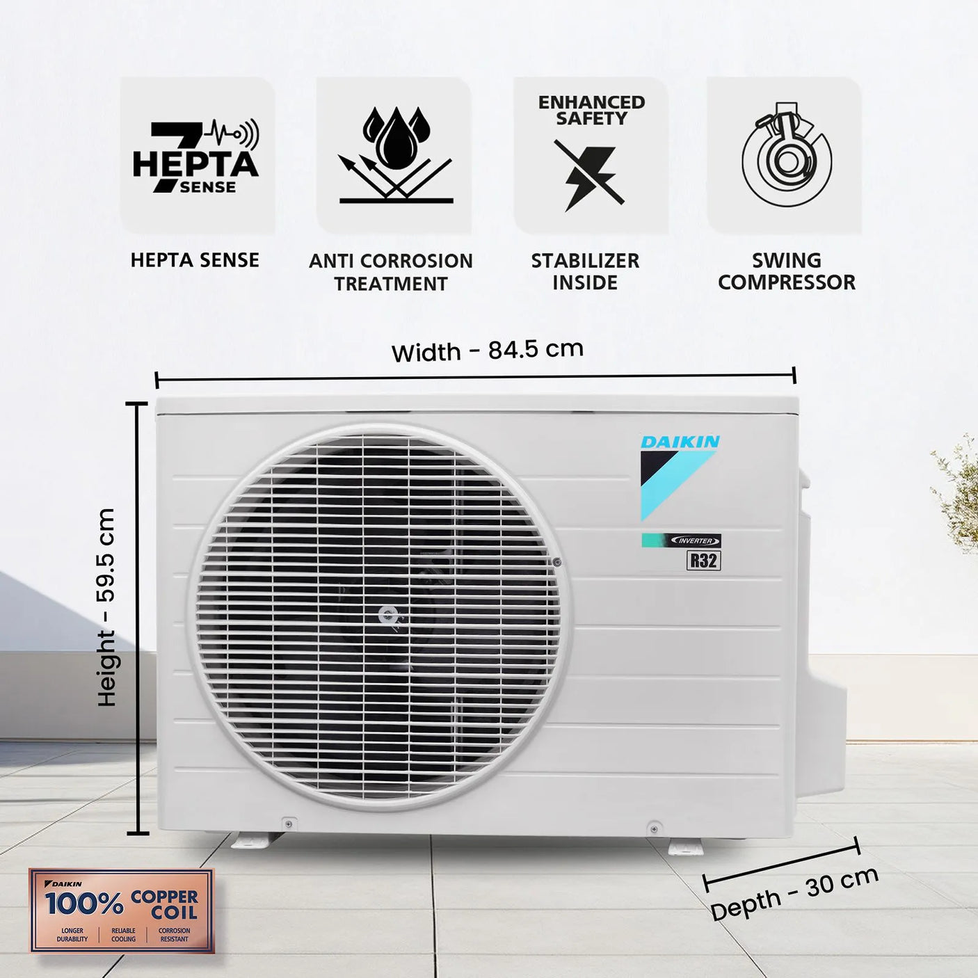 Daikin 1.5 Ton 3 Star Inverter Split AC 2026 Model | Copper Condenser | PM2.5 Air Filter | Energy Efficient Cooling | ATKL50XV16VKA