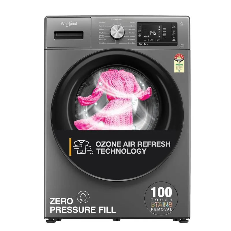 Whirlpool 9kg 5 Star Xpert Care Front-Load Washing Machine with Ozone Air Refresh Technology and In-Built Heater 33027