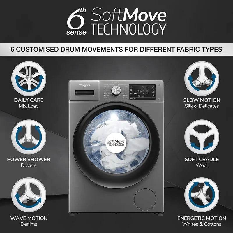 Whirlpool 9kg 5 Star Xpert Care Front-Load Washing Machine with Ozone Air Refresh Technology and In-Built Heater 33027