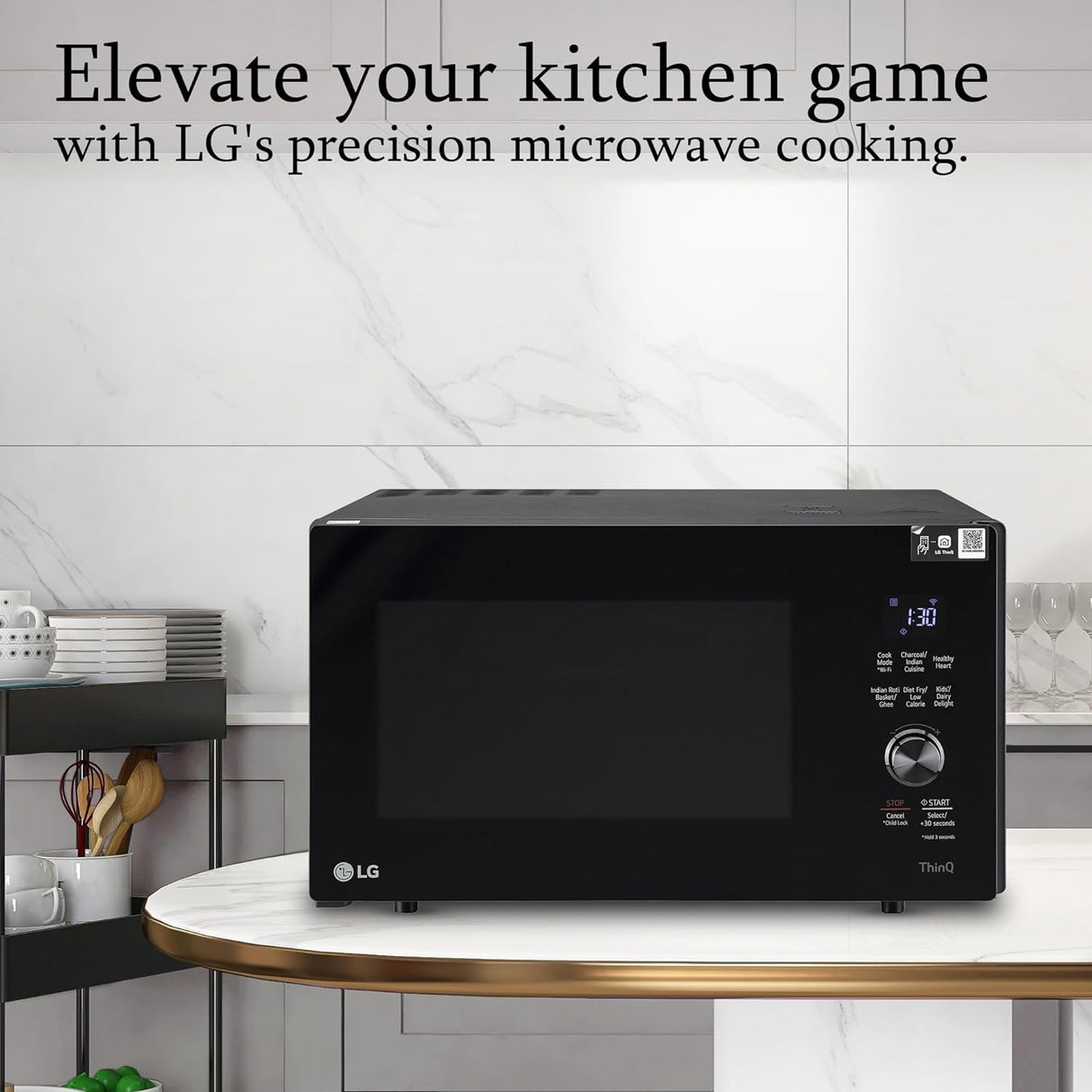 LG 28 L Wi-Fi Enabled Charcoal Convection Healthy Microwave Oven (MJEN286UFW, Black, Diet Fry) - 2023 Model