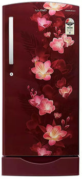 Lloyd Havells 188 L 1 Star Direct-Cool Single Door Refrigerator (2024 Model, GLDC201GIWT2JC,Floret WINE)