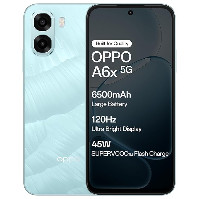 Oppo A6X 5G (Ice Blue, 4GB RAM, 128GB Storage) – Dimensity 6300, 120Hz Display & 6500mAh Battery