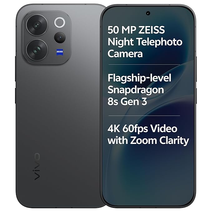 Vivo V70 Elite 5G (Authentic Black, 12GB RAM, 256GB Storage) – Snapdragon 8s Gen 3, ZEISS Cameras & 6500mAh Battery